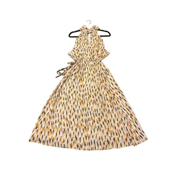 Banana Republic Factory Women Twist Neck Satin Midi Dress Size XL NWT Print - Picture 2 of 10